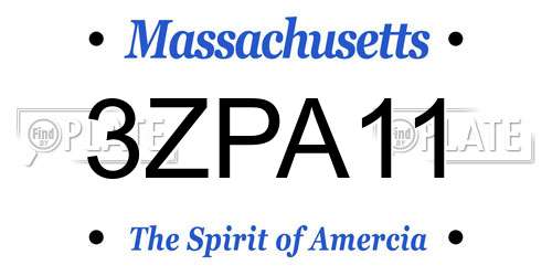 3ZPA11 Massachusetts License Plate