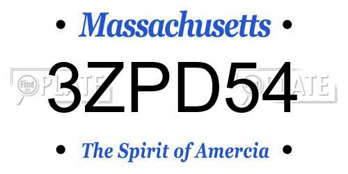 3ZPD54 Massachusetts License Plate