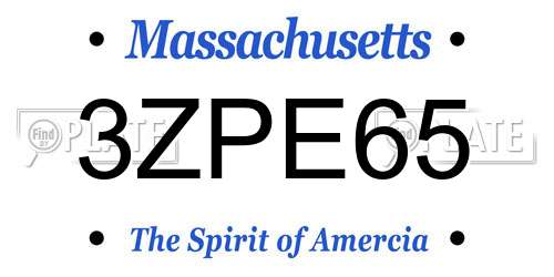 3ZPE65 Massachusetts License Plate