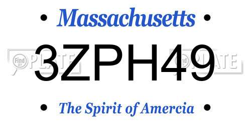 3ZPH49 Massachusetts License Plate