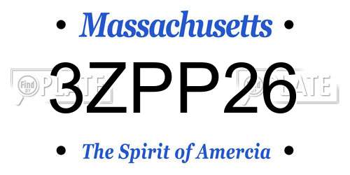 3ZPP26 Massachusetts License Plate