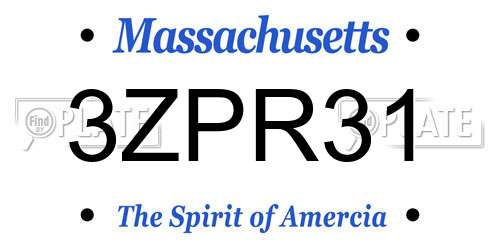 3ZPR31 Massachusetts License Plate
