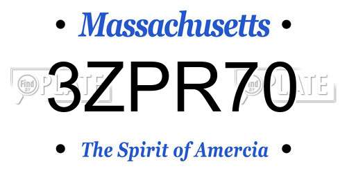 3ZPR70 Massachusetts License Plate