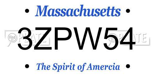 3ZPW54 Massachusetts License Plate