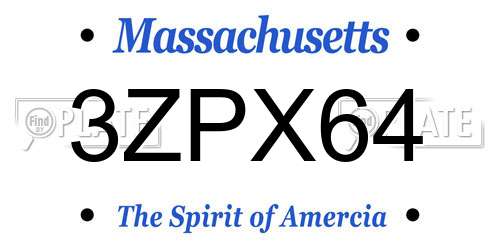 3ZPX64 Massachusetts License Plate