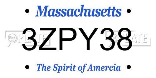 3ZPY38 Massachusetts License Plate