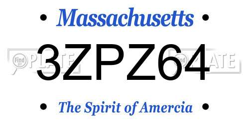 3ZPZ64 Massachusetts License Plate