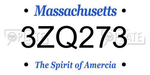 3ZQ273 Massachusetts License Plate