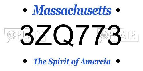 3ZQ773 Massachusetts License Plate