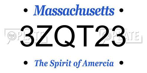 3ZQT23 Massachusetts License Plate