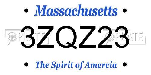 3ZQZ23 Massachusetts License Plate