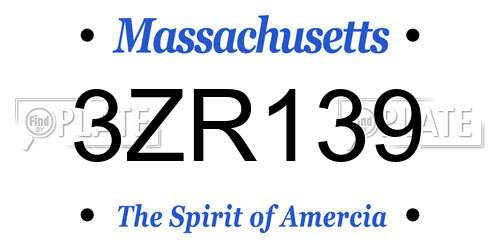 3ZR139 Massachusetts License Plate