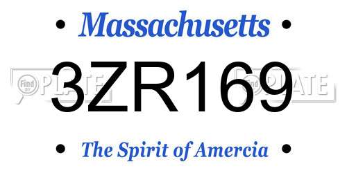 3ZR169 Massachusetts License Plate