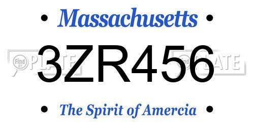 3ZR456 Massachusetts License Plate