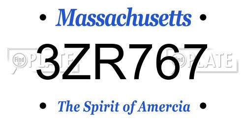 3ZR767 Massachusetts License Plate