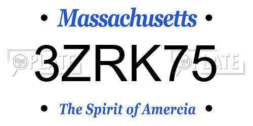 3ZRK75 Massachusetts License Plate