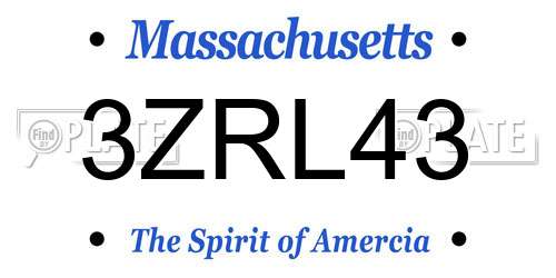 3ZRL43 Massachusetts License Plate