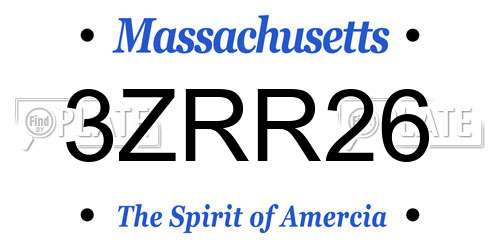 3ZRR26 Massachusetts License Plate