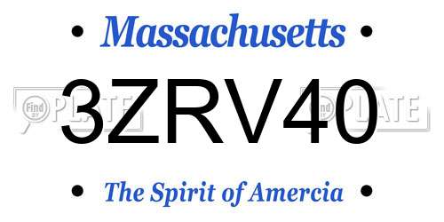 3ZRV40 Massachusetts License Plate