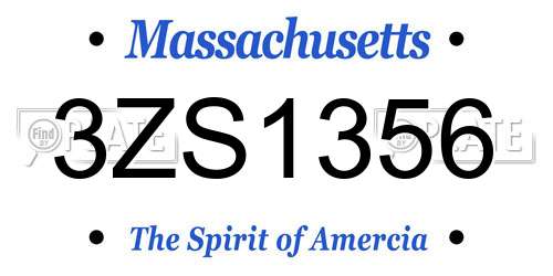 3ZS1356 Massachusetts License Plate