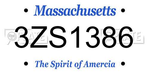 3ZS1386 Massachusetts License Plate