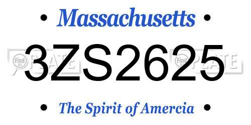 3ZS2625 Massachusetts License Plate