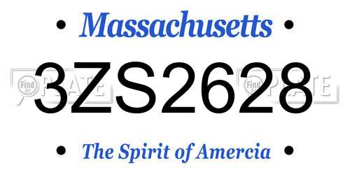 3ZS2628 Massachusetts License Plate