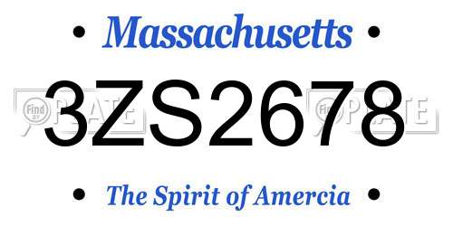 3ZS2678 Massachusetts License Plate