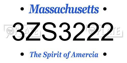 3ZS3222 Massachusetts License Plate