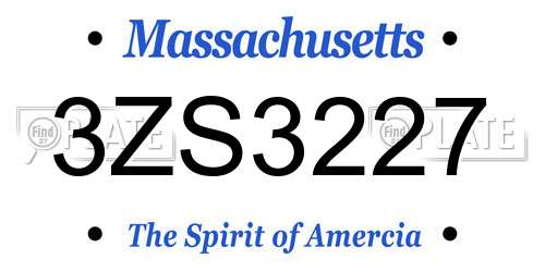 3ZS3227 Massachusetts License Plate