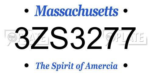 3ZS3277 Massachusetts License Plate