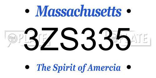 3ZS335 Massachusetts License Plate