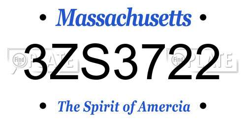 3ZS3722 Massachusetts License Plate