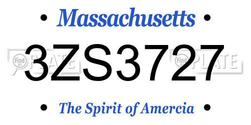 3ZS3727 Massachusetts License Plate