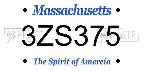 3ZS375 Massachusetts License Plate