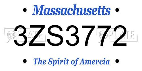 3ZS3772 Massachusetts License Plate