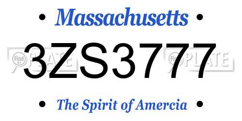 3ZS3777 Massachusetts License Plate