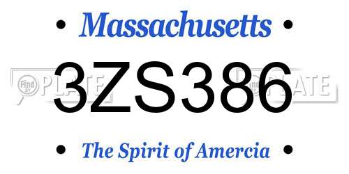 3ZS386 Massachusetts License Plate