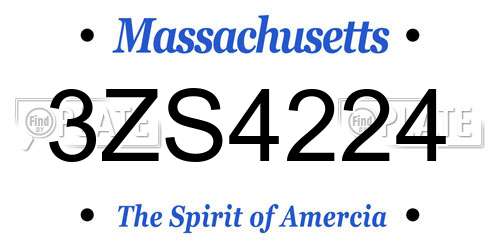 3ZS4224 Massachusetts License Plate