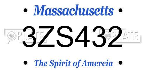 3ZS432 Massachusetts License Plate