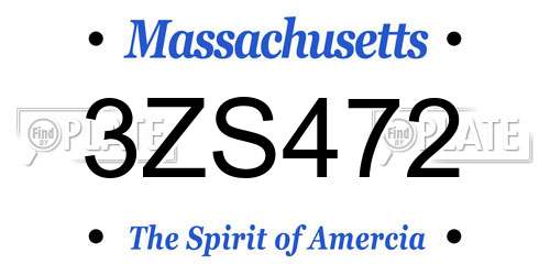 3ZS472 Massachusetts License Plate