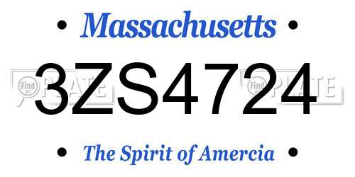 3ZS4724 Massachusetts License Plate