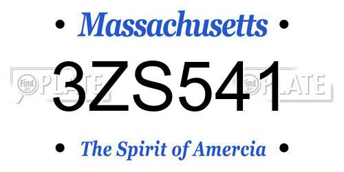 3ZS541 Massachusetts License Plate