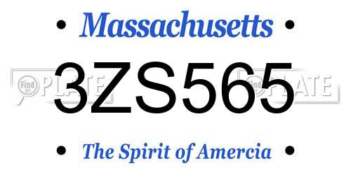 3ZS565 Massachusetts License Plate