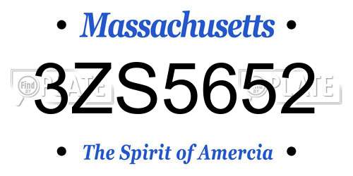 3ZS5652 Massachusetts License Plate