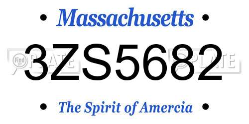 3ZS5682 Massachusetts License Plate