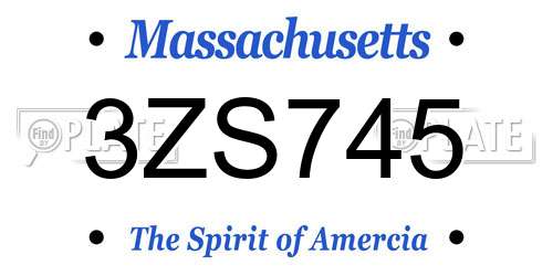 3ZS745 Massachusetts License Plate