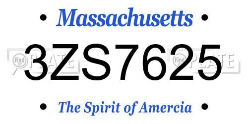 3ZS7625 Massachusetts License Plate