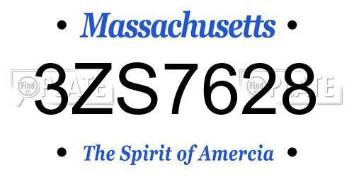 3ZS7628 Massachusetts License Plate
