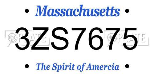 3ZS7675 Massachusetts License Plate